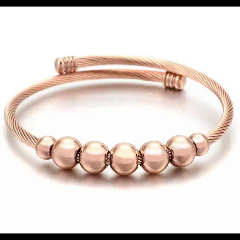 7 BEAD ADJUSTABLE FASHION ROSE GOLD BRACELET‎